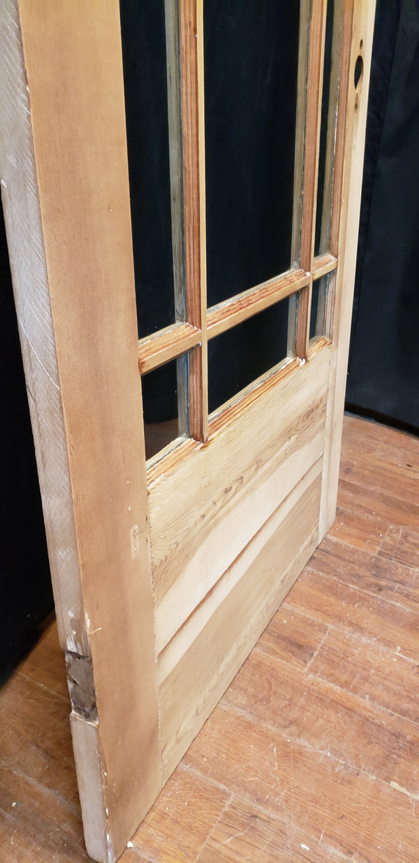 Restored Mid Century Modern Pine & 9 Light Exterior Door 34" W x 81" T GA9888