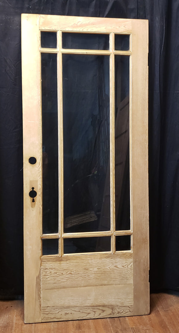 Restored Mid Century Modern Pine & 9 Light Exterior Door 34" W x 81" T GA9888