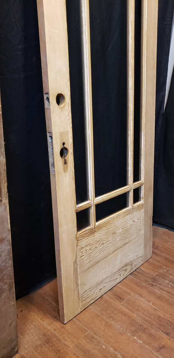 Restored Mid Century Modern Pine & 9 Light Exterior Door 34" W x 81" T GA9888