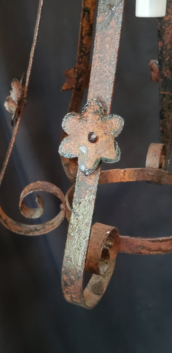 Reclaimed Hand Crafted Wrought Iron Pendant Light 18 1/2" x 22" GA530