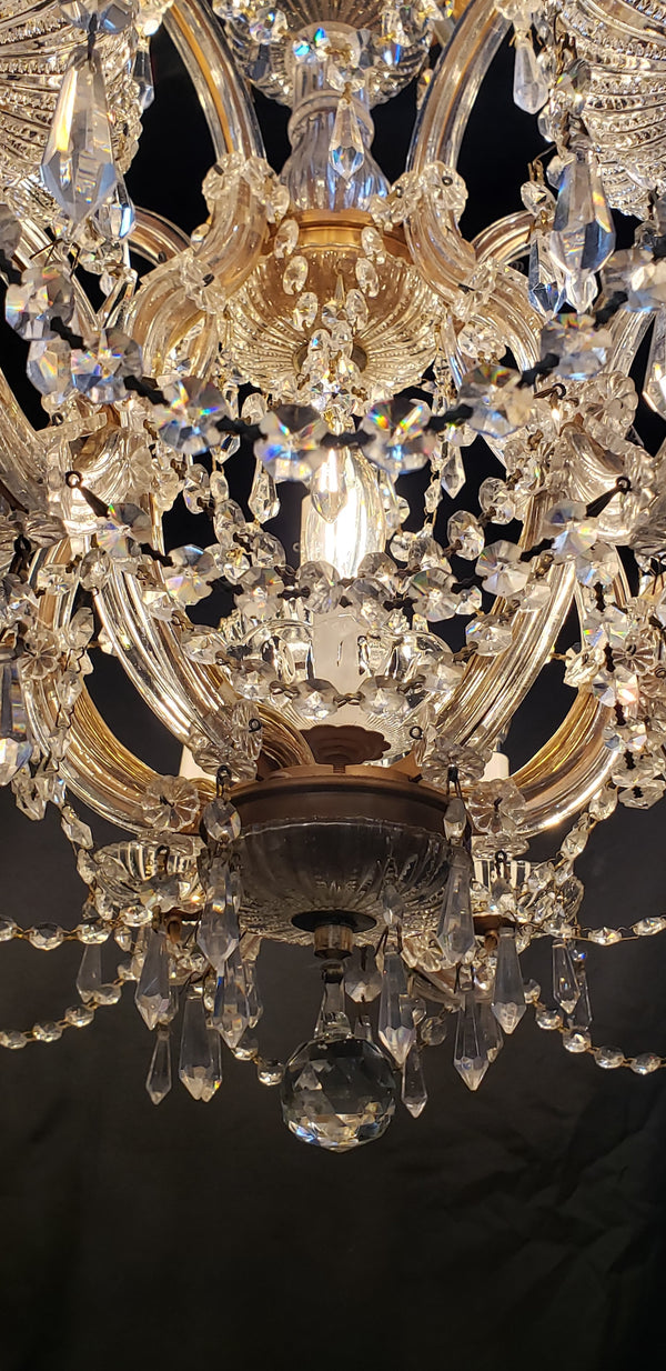 15 Light Chandelier with Faceted Crystal Prisms 29" x 33" GS00003