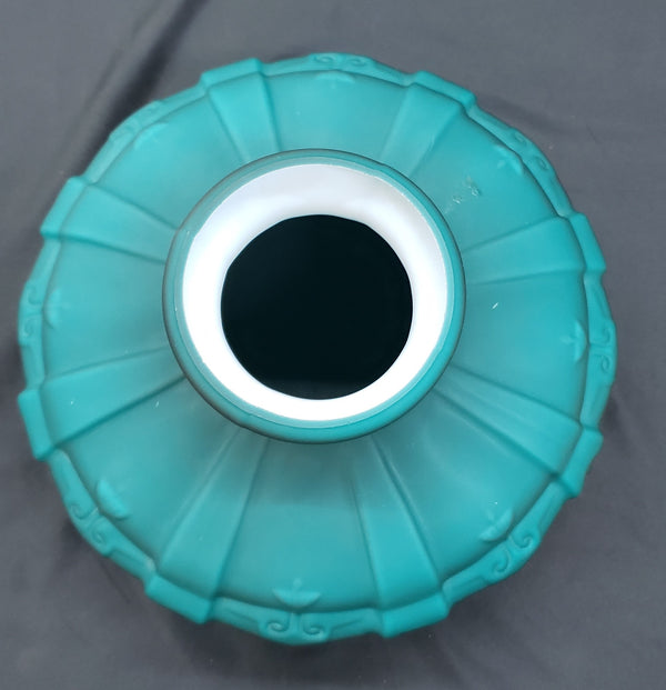 Matte Teal & White Cased Aladdin Lamp Shade 9 3/4" Fitter GS00014
