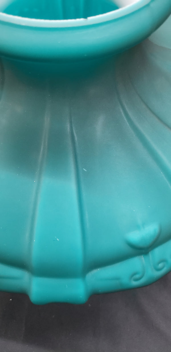 Matte Teal & White Cased Aladdin Lamp Shade 9 3/4" Fitter GS00014