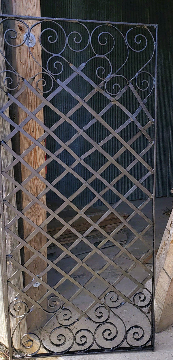 Wrought Iron Gate Panel with Lattice & Scroll Designs 59 1/2" x 27 1/2" GS00045