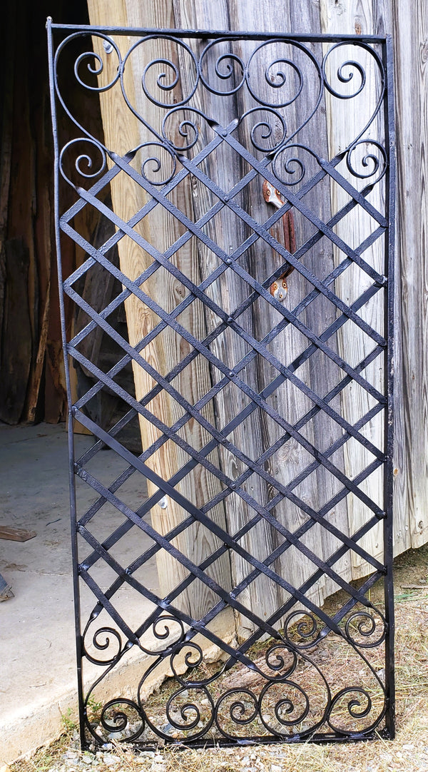Wrought Iron Gate Panel with Lattice & Scroll Designs 59 1/2" x 27 1/2" GS00045
