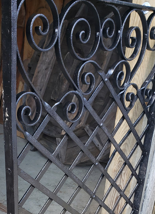 Wrought Iron Gate Panel with Lattice & Scroll Designs 59 1/2" x 27 1/2" GS00045