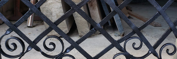 Wrought Iron Gate Panel with Lattice & Scroll Designs 59 1/2" x 27 1/2" GS00045