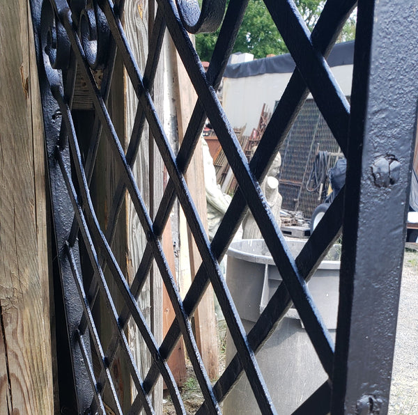 Wrought Iron Gate Panel with Lattice & Scroll Designs 59 1/2" x 27 1/2" GS00045