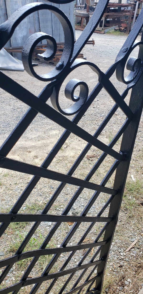 Wrought Iron Gate Panel with Lattice & Scroll Designs 59 1/2" x 27 1/2" GS00045