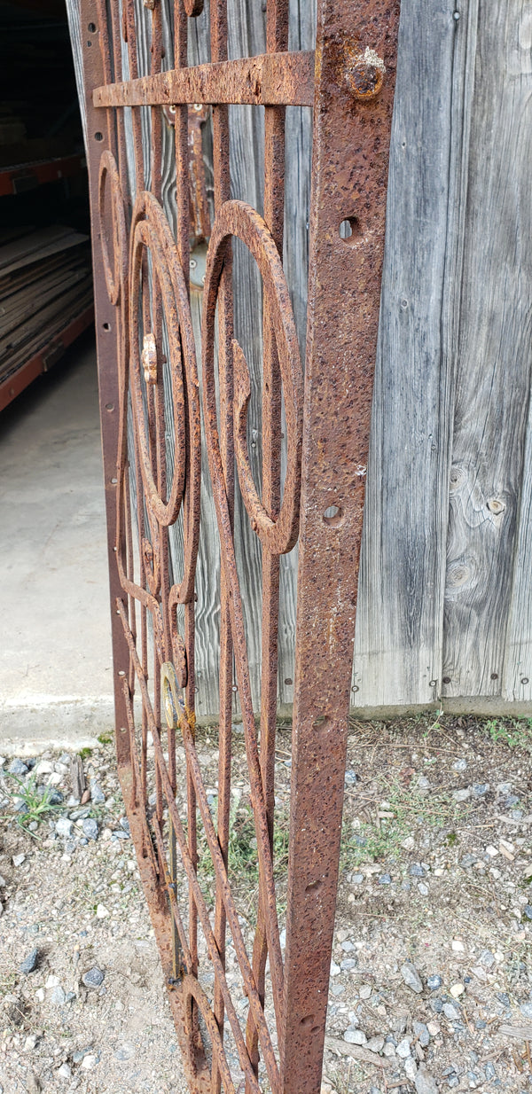 Geometric Wrought Iron Fence Panel with Flower Accents 55" T x 39" W GS00048