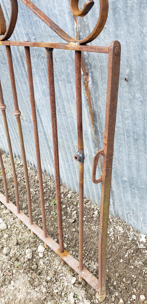Wrought Iron Gate with Ornate Top & Side Pull 34 3/4" W x 46 1/2" T GS00068