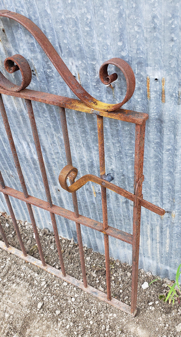 Wrought Iron Gate with Ornate Top & Side Latch 32 3/8" W x 39" T GS00069