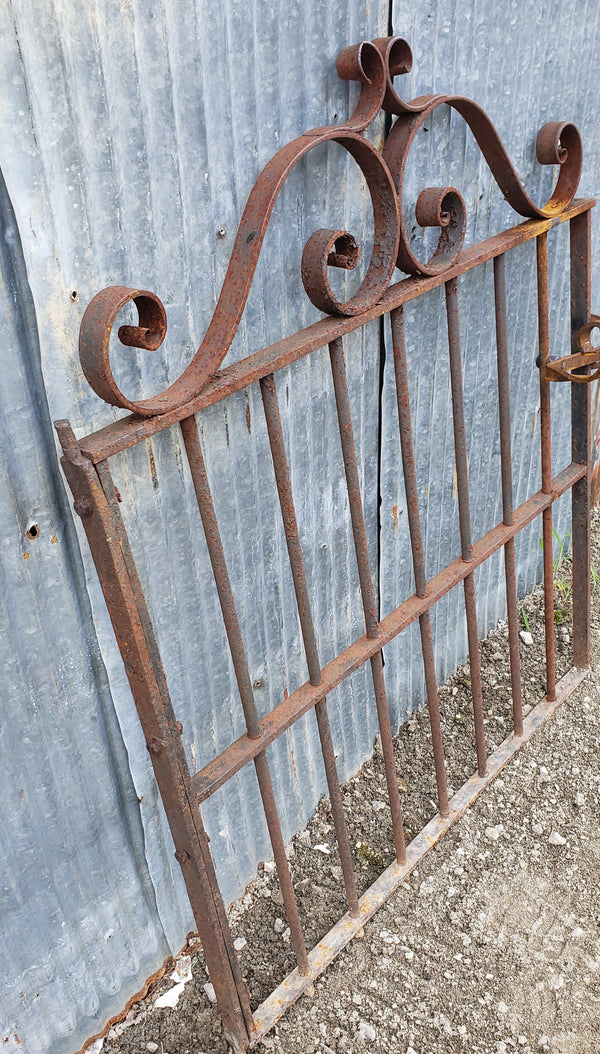 Wrought Iron Gate with Ornate Top & Side Latch 32 3/8" W x 39" T GS00069