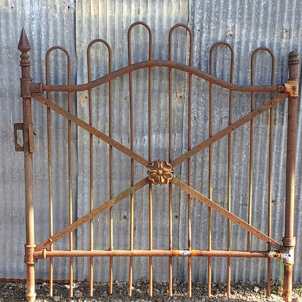 Cross Hatch Wrought Iron Gate with Top Center Arch 44" W x 45" T GS00073