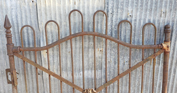 Cross Hatch Wrought Iron Gate with Top Center Arch 44" W x 45" T GS00073