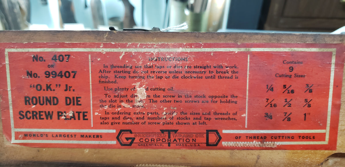 Greenfield Industries Tap & Die Screw Plate Set #407 / #99407 in