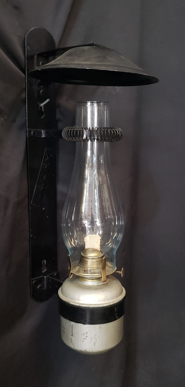 Vintage C & O Railroad Wall Mounted Oil Lamp 20" x 5" GS00094