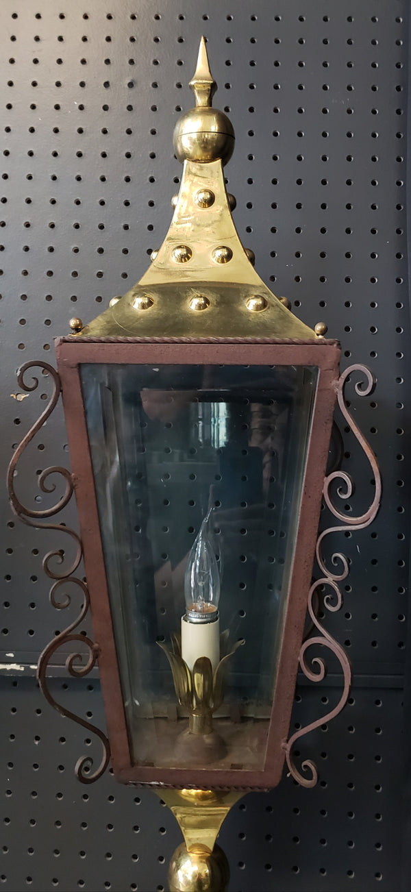 Pair of Large Pole Mounted Carriage Lights with Beveled Glass 55" T GS00098