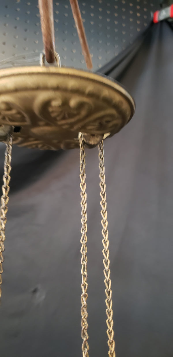 Victorian Hanging Oil Lamp with Clear Etched Globe & Brass Fitters GS00118
