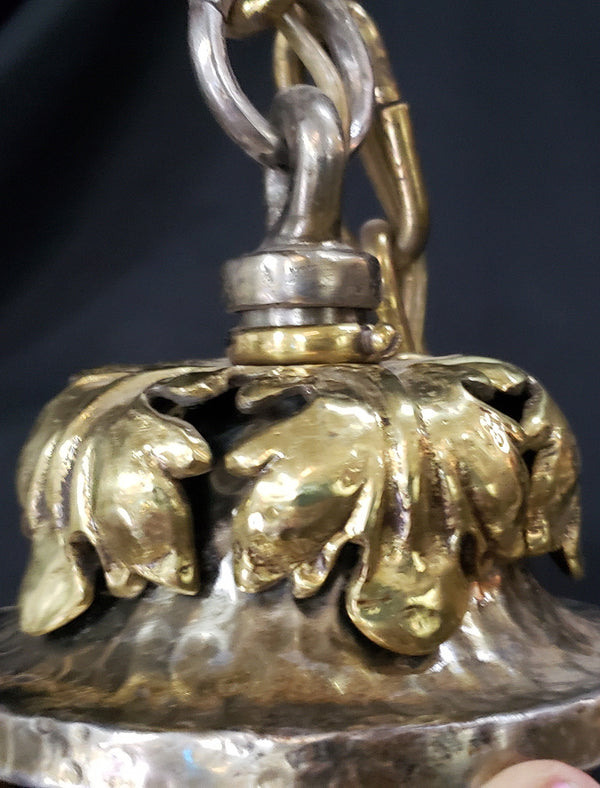 Art Nouveau Iron Brass & Copper 3 Light Chandelier 16" x 12" GS00128