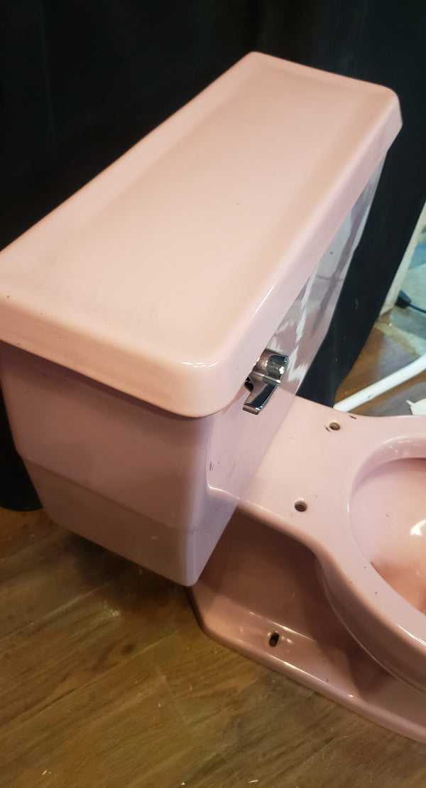 MCM Kohler Champagne Pink 5' Bath Tub w/ Front Skirt Right Drain & Toilet Set GS00129