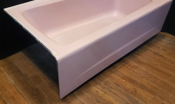 MCM Kohler Champagne Pink 5' Bath Tub w/ Front Skirt Right Drain & Toilet Set GS00129