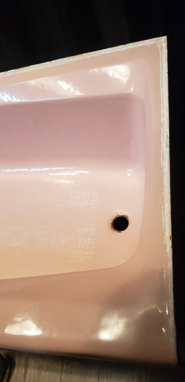 MCM Kohler Champagne Pink 5' Bath Tub w/ Front Skirt Right Drain & Toilet Set GS00129