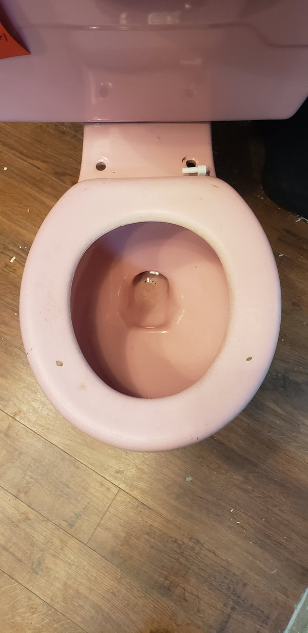 MCM Kohler Champagne Pink 5' Bath Tub w/ Front Skirt Right Drain & Toilet Set GS00129