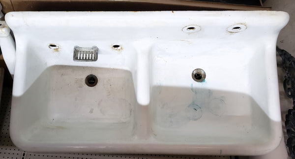 Cast Iron Double Bowl Sink w/ Porcelain Legs VERY RARE GS00519