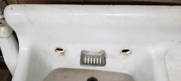 Cast Iron Double Bowl Sink w/ Porcelain Legs VERY RARE GS00519