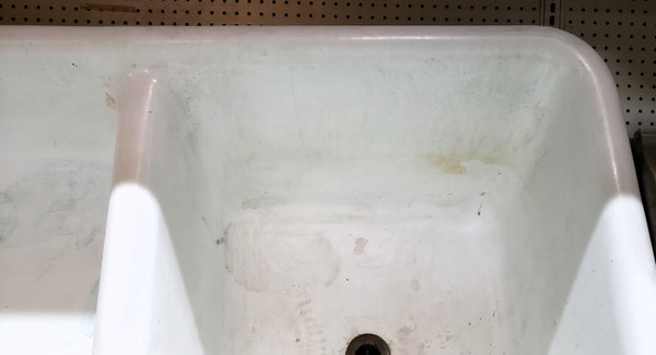Cast Iron Double Bowl Sink w/ Porcelain Legs VERY RARE GS00519