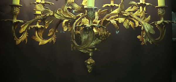 Early 1800's 12 Light Cast Brass Ornate Chandelier 26" x 24" GS00138