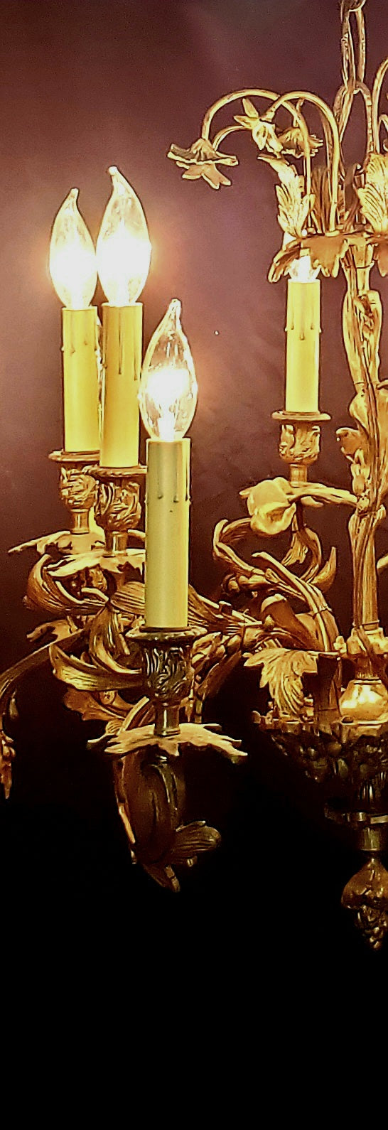 Early 1800's 12 Light Cast Brass Ornate Chandelier 26" x 24" GS00138