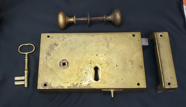 Reproduction Folger Adam Complete Brass Rim Lock Set 9 6/8" x 5 1/2" GS00142