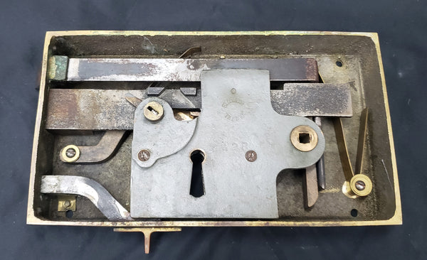 Reproduction Folger Adam Complete Brass Rim Lock Set 9 6/8" x 5 1/2" GS00142