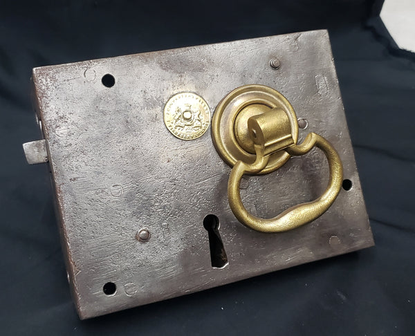 Restored Left Side Carpenter & Tildesley Rim Lock Set 5 7/8" x 4 1/2" GS00154