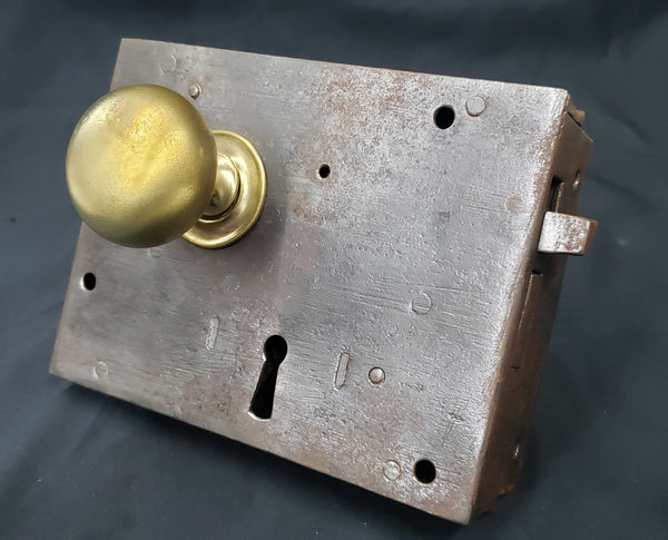 Restored Carpenter Lock Set w/ Knobs Keeper & Rosette 5 7/8" x 4 1/2" GS00145