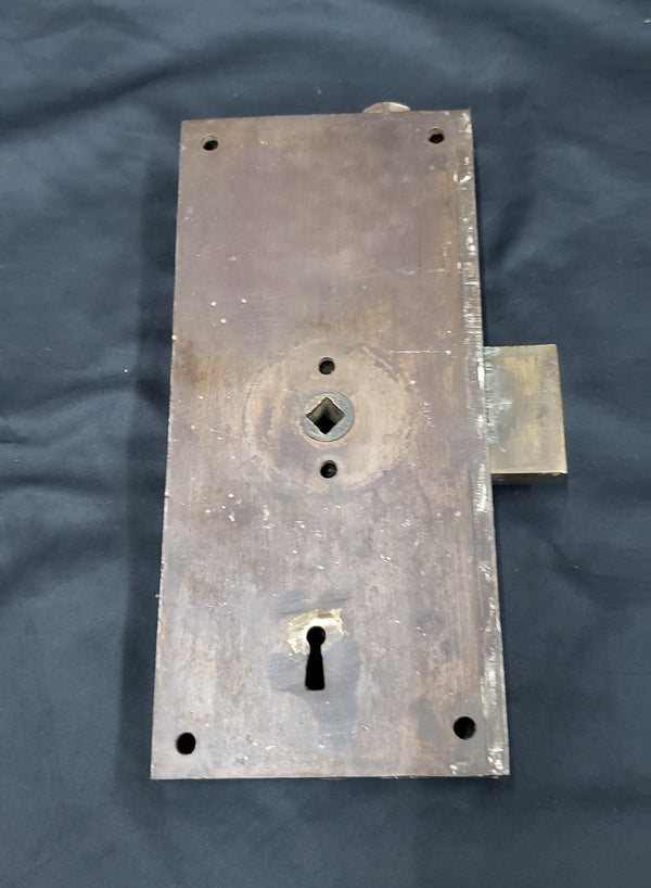1800's Left Side Tall Cast Iron Rim Lock 8 3/4" x 4" GS00152