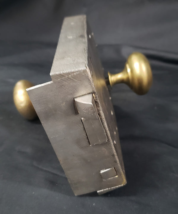 Restored Left Side Carpenter Style Rim Lock Set with Key 6" x 4 3/8" GS00180