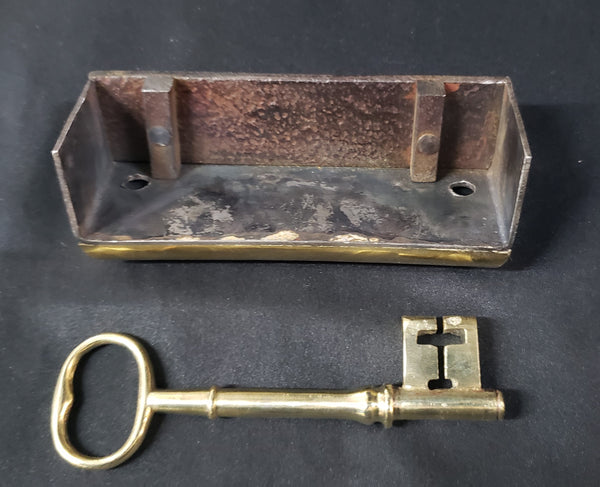 Restored Left Side Carpenter Style Rim Lock Set with Key 6" x 4 3/8" GS00180