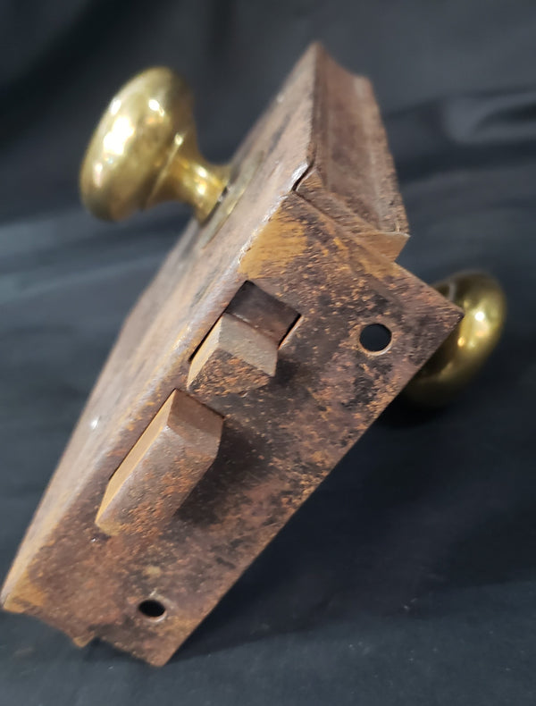 Restored Right Side Carpenter #60 Rim Lock Set with Key 6" x 4 1/2" GS00181