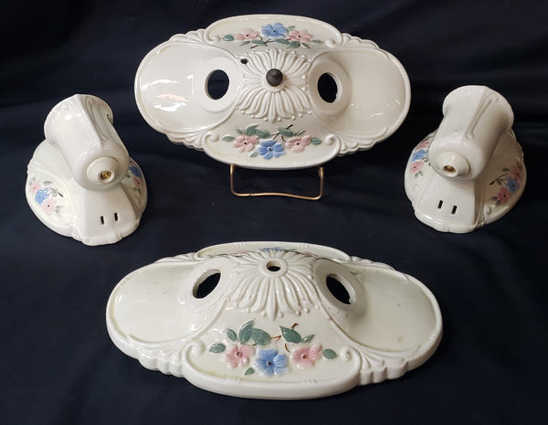 4 Piece Porcelain Sconce Set Includes 2 Bases and 2 Restored GS00182