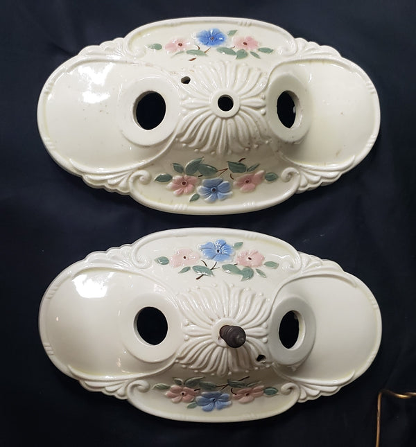 4 Piece Porcelain Sconce Set Includes 2 Bases and 2 Restored GS00182