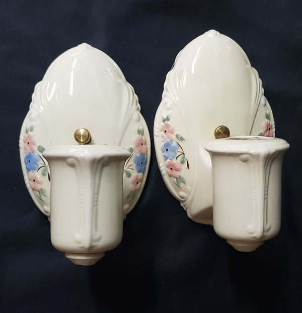 4 Piece Porcelain Sconce Set Includes 2 Bases and 2 Restored GS00182