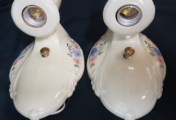 4 Piece Porcelain Sconce Set Includes 2 Bases and 2 Restored GS00182