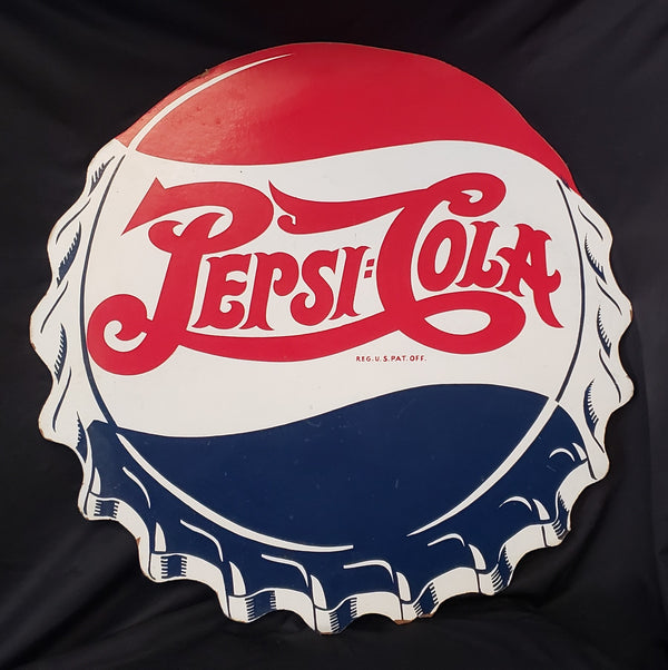 Vintage Pepsi : Double Dot Bottle Cap Sign 30" x 28" GS00193B