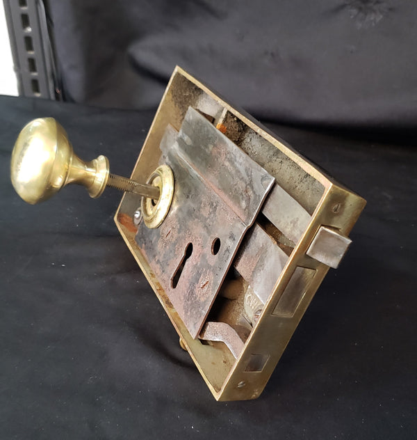 Restored Colonial Williamsburg Left Side Rim Lock Set 7 3/4" x 4 3/8" GS00194