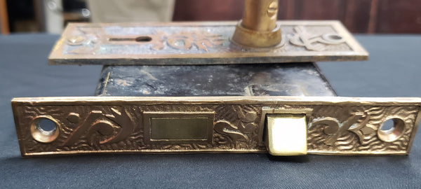 Restored Mallory Wheeler Eastlake Arabic Lock Set w/ Thumb Turn 3 5/8" x 3 1/4" GS00223