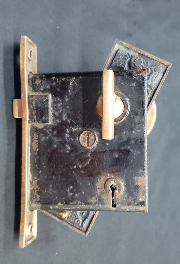 Restored Mallory Wheeler Eastlake Arabic Lock Set w/ Thumb Turn 3 5/8" x 3 1/4" GS00223