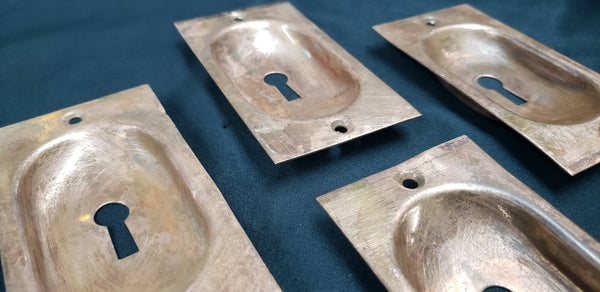 Set of 4 Red Brass Pocket Door Escutcheon Plates 4" x 2 1/8" GS00232